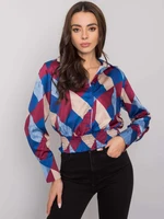 Chestnut blue women's blouse with patterns