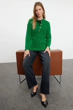 Trendyol Green Thessaloniki Knitted Buttoned Soft Textured Knitwear Sweater