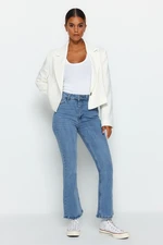 Trendyol Blue High Waist Crop Flare Jeans