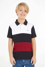 Dětská bavlněná polokošile Tommy Hilfiger tmavomodrá barva