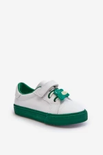 Children's sneakers Sneakers with pin, white and green Pennyn