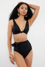 Trendyol Black Belted Tie-Up High Waist Hipster Bikini Bottom