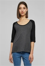 Women's 3/4 Contrast Raglan T-Shirt Coal/Black