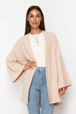 Trendyol Stone Woven Linen Look Kimono