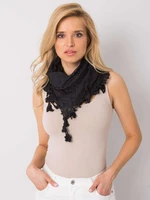 Women's black scarf with fringes