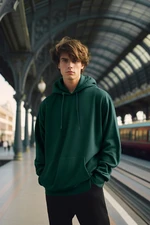 Trendyol Green Oversize/Wide Cut Hooded Fleece Inside/Warm Sweatshirt