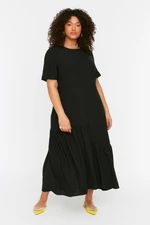 Trendyol Curve Black Woven Ruffle Dress