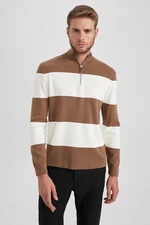 DEFACTO Standard Fit Striped Stand Collar Sweater