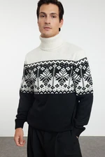 Trendyol Black Regular Wool Turtleneck Ethnic Knitwear Sweater