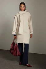 Trendyol Beige Removable Shawl Detail Oversize Wool Coat