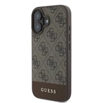 Zadní kryt Guess PU 4G Stripe pro Apple iPhone 16, hnědá