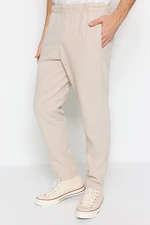 Trendyol Stone Regular Fit Elastic Waist Gabardine Trousers