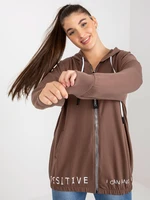 Plus size brown zip-up sweatshirt