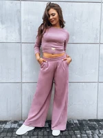 Women's set of wide trousers and crop top with long sleeves ASTRAL ALLURE purple Dstreet