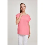 Women's pink grapefruit T-shirt with extended shoulder