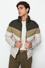 Trendyol pánsky khaki regular fit vetruodolný páperový kabát