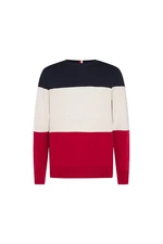 Tommy Hilfiger Sveter - COLOR BLOCK SWEATER červený