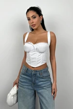 Trendyol White Lace Detailed Corseted Poplin Bustier