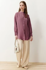 Trendyol Dark Pink Linen Aerobin Oversize Woven Shirt