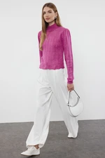 Trendyol Dusty Rose Openwork/Perforated High Collar Knitwear Sweater