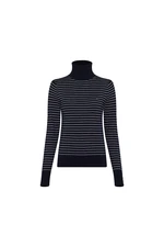 Tommy Hilfiger Sveter - SOFT COTTON ROLL-NK SWEATER LS tmavomodrý