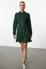 Trendyol Khaki Button and Stitch Detailed Mini Woven Shirt Dress