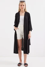 Bigdart 5835 Slit Summer Kimono - Black