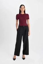 DEFACTO Darted Classic Black Pants Wide Leg Wide Leg Basic Straight Long Length High Waist Pocket C2020ax24au