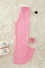 Trendyol Pink Striped Lace Detailed Viscose Woven Pajama Bottoms with Buckle Gift