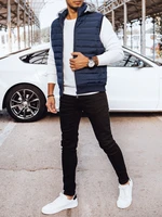 Men's quilted hooded vest, navy blue Dstreet