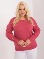 Plus Size Coral Round Neck Sweatshirt