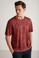 GRIMELANGE Lucas Comfort Claret Red / Patterned T-shirt