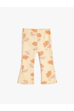 Koton Bell-bottom Leggings Floral Printed Ribbed Cotton