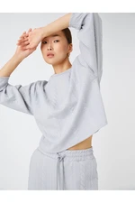 Koton Crop Sweatshirt Knit Pattern Long Sleeve