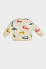 DEFACTO Baby Boy Ecru Regular Fit Crew Neck Vehicle Printed Soft Furry Sweatshirt