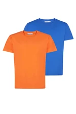 GRIMELANGE Utah Men's Double Set Slim Fit Blue / Orange T-shirt