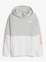 White and grey girls' hoodie Puma Power - Girls