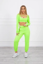 Complete with green neon blouse top