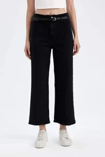 DEFACTO Culotte High Waist Ankle Length Jean Washed Trousers