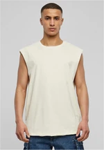 White sand sleeveless t-shirt with open brim