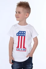 White T-shirt for a boy with appliqué