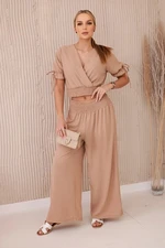 Women's set blouse + trousers - camel