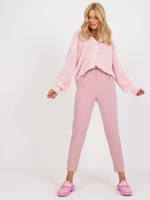 Light pink fabric trousers with a high waist