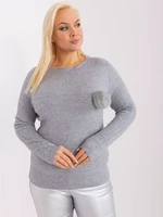 Plus size grey casual knit sweater