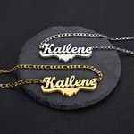 Personality Trend Hip Hop Double Name Necklace Pendants Customized Carving Letters Gothic Double Heart Plated Name Necklace