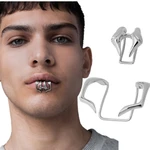 Punk Gothic Fake Piercings Lip Clip Geometric Beast Tooth Unisex Metal Jewelry Lipring Gift Accessories Non-porous Lip Ring