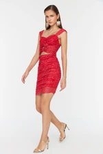 Trendyol Red- Multi-Colored Ruffle Detailed Dress