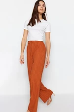 Trendyol Brown High Waist Wide Leg Wide Legs Striped Woven Pants