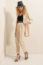 HAKKE Belted Elastic Back Trousers