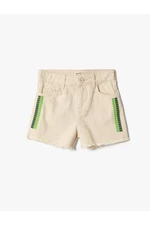 Koton Gabardine Shorts Cotton Embroidery Detailed.